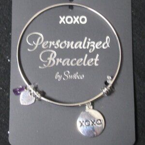 XOXO Wire Charm Bracelet with Amethyst Stone